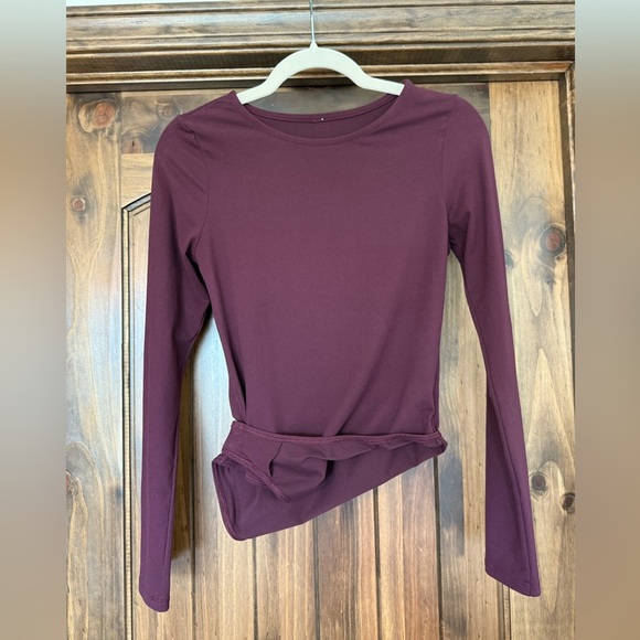Maroon Long Sleeve Bodysuit – Stretch Scoop Neck Snap Closure - Picture 5 of 5